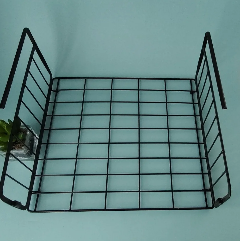 Under shelf storage organizer dark  brown and napkins holder  black 2pz